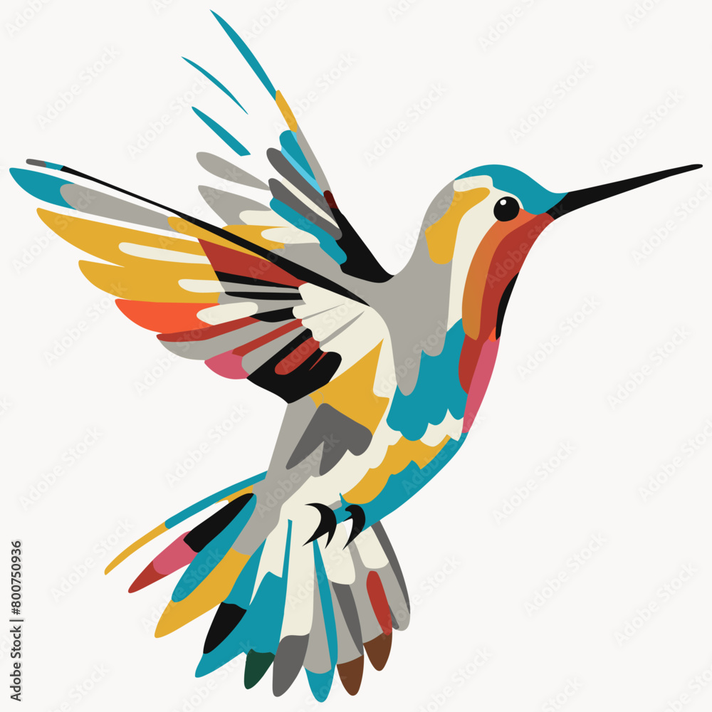 Obraz premium Fantasy world. Vector illustration of paradise hummingbird bird isolated on a white background. EPS version.