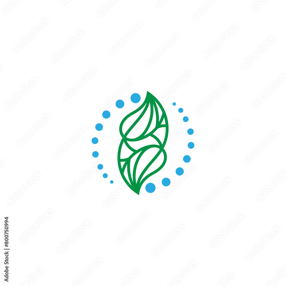 Water leaf element logo in abstract flat vector design style