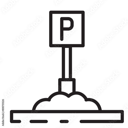 Car Park Sign Line Icon
