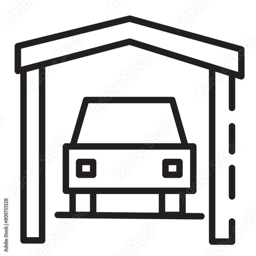 Car Park Sign Line Icon