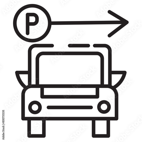 Car Park Sign Line Icon