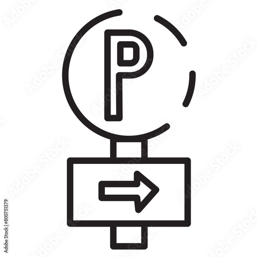 Car Sign Park Line Icon