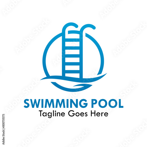 Swimming pool logo template illustartion