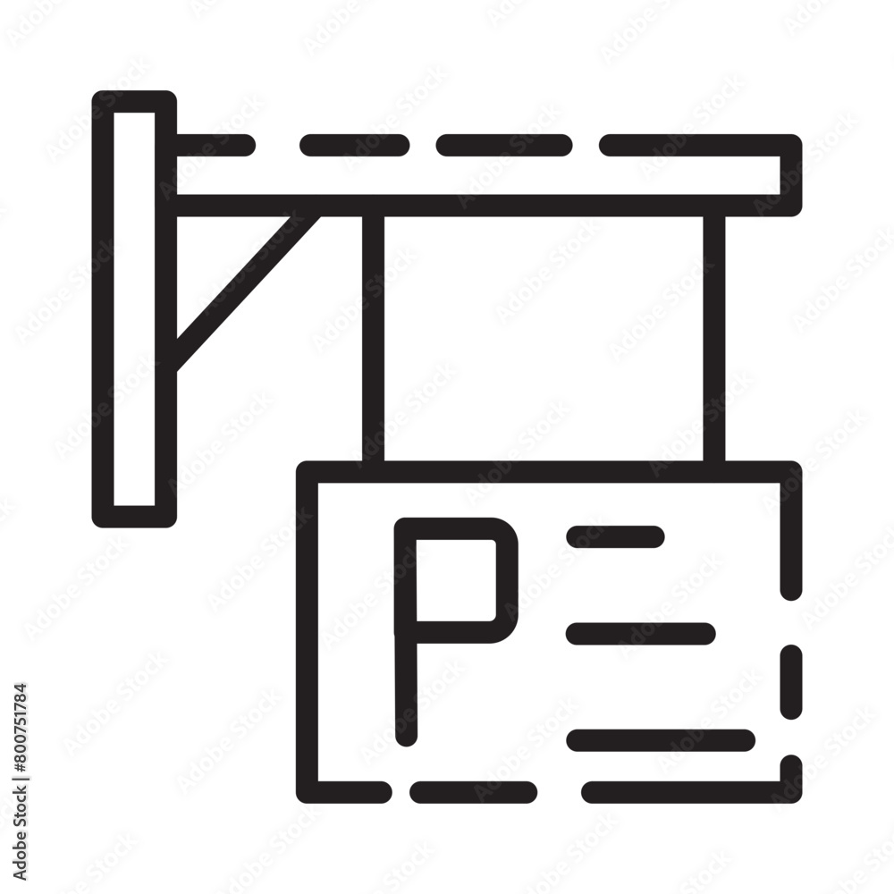City Parking Sign Line Icon City Parking Sign Line Icon