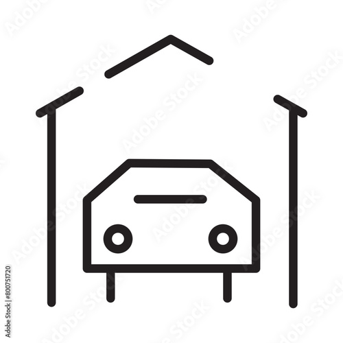 Car Garage Park Line Icon
