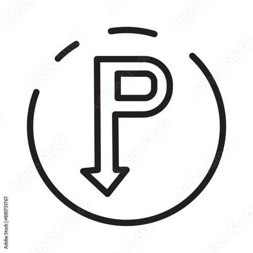 Car Parking Sign Line Icon