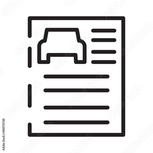 Car Parking Ticket Line Icon