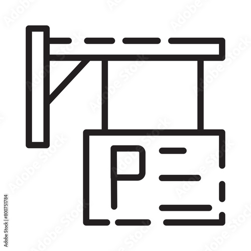 City Parking Sign Line Icon