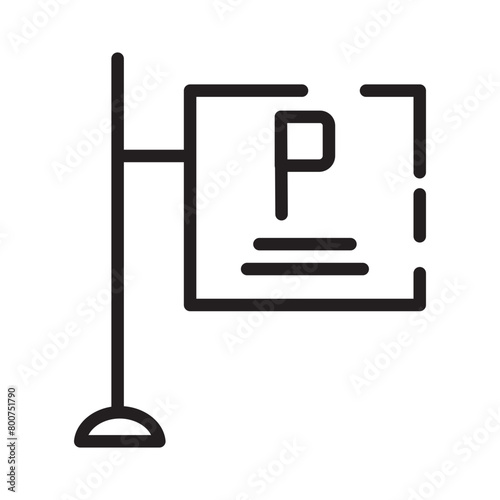 City Parking Sign Line Icon