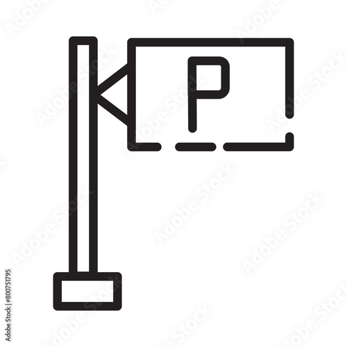 City Parking Sign Line Icon
