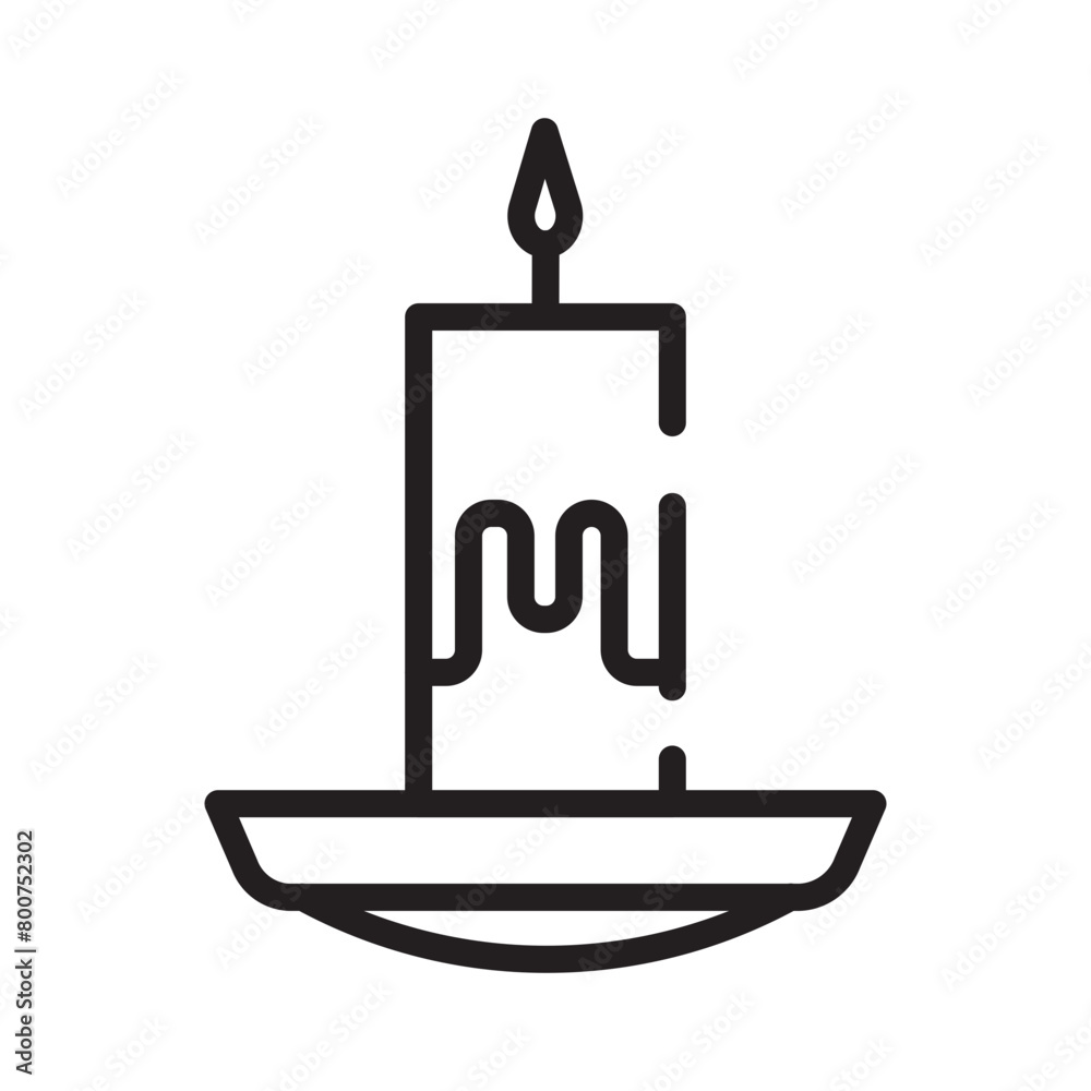 Candle Dinner Holiday Line Icon Candle Dinner Holiday Line Icon