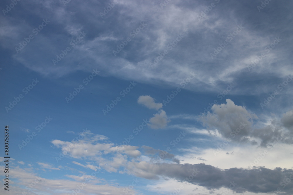 Blue sky and White cloud nature background.