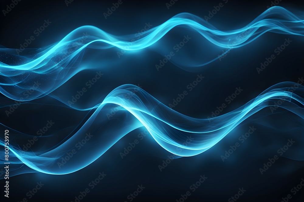 The image is of two blue waves that are very long The image is of two blue waves that are very long