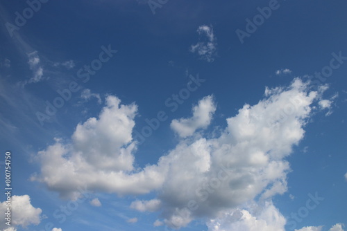 Blue Sky background with tiny Clouds. Panorama background.