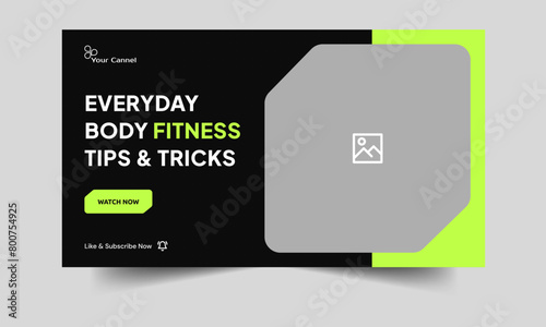Daily Fitness tips and tricks video thumbnail banner design, workout techniques cover banner, yoga and meditation training concept banner, fully customizable vector eps 10 file format