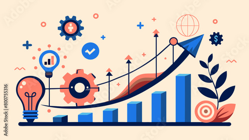 Growth Curve Concept Illustration: Vibrant Colors for Evolution and success 	
