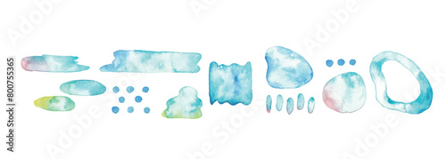 水彩画。水彩タッチのベクターグラデーションフレーム。夏の涼しげ落書き背景。幾何学。Watercolor. Vector gradient frame with watercolor touch. Cool summer graffiti background. Geometry.