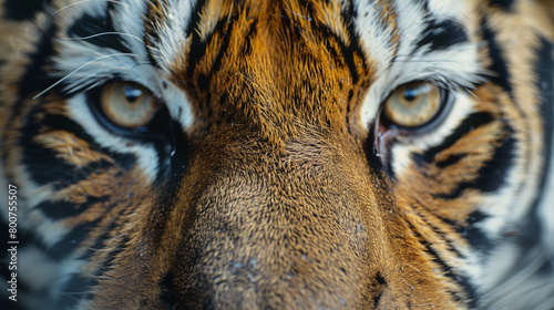 Close up of the face of an Amur Tiger Panthera tigris altaica. Generative Ai photo