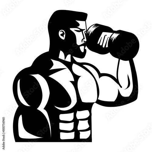 gym emblem man with dumbbell