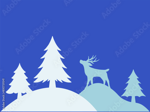 Christmas Snow Background with Tree 