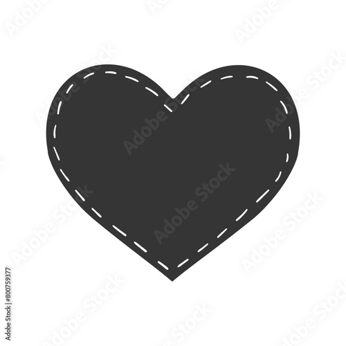 Heart Embroidery Icon Silhouette Illustration. Crafts Vector Graphic Pictogram Symbol Clip Art. Doodle Sketch Black Sign.