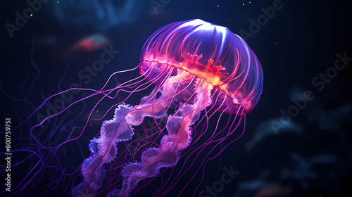 Beautiful glowing purple jellyfish