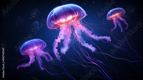 Beautiful glowing purple jellyfish © ma