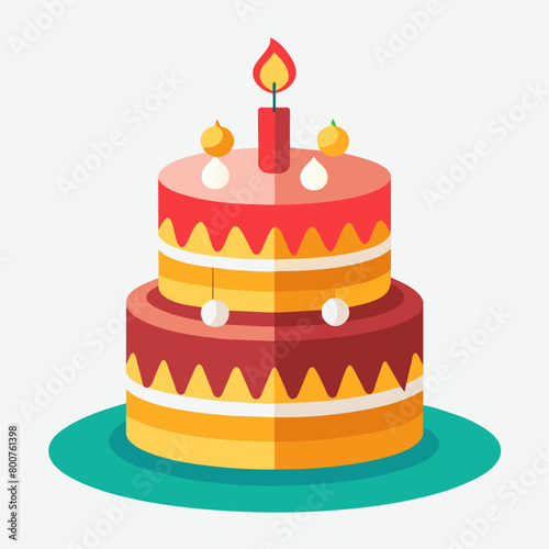 minimal Birthday Cake vector white background (16)