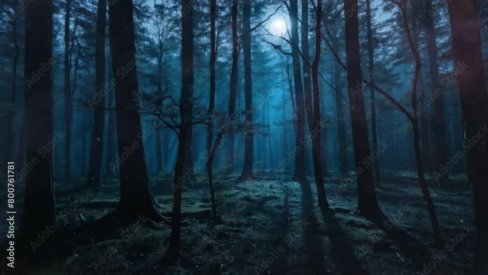 fog in the woods, seamless looping animation video background 