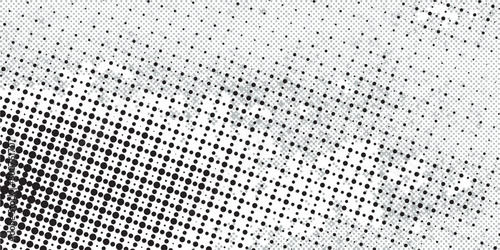 Seamless splashed dots pattern. Black noise grain repeating texture. Particles, splashes, drops, pieces, specks, speckles wallpaper. Random grunge grit background.