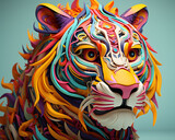 3d illustration of colorful fantasy tiger