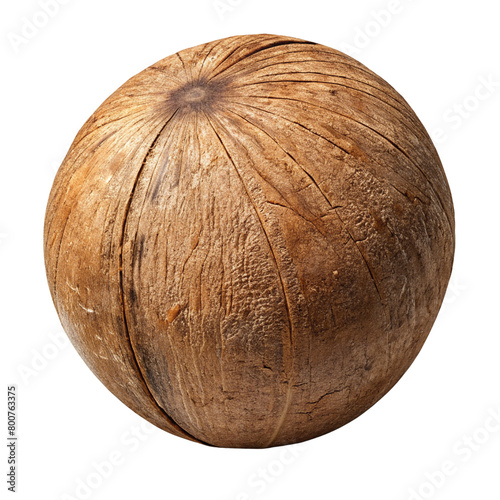 Whole coconut isolated on white background. Coconut shell clipping path