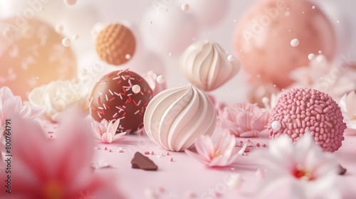 Craft a logo for a truffle boutique, centered around a world of sweet delights with pastel hues photo