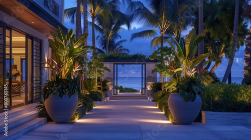 Entrance of a beachfront Miami villa