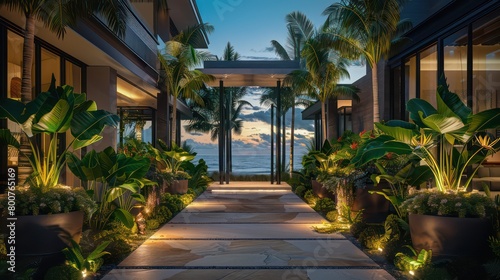 Entrance of a beachfront Miami villa