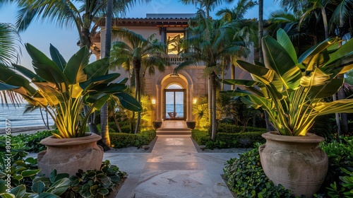 Entrance of a beachfront Miami villa photo