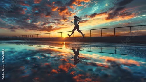 Femme running, silhouette dynamique photo
