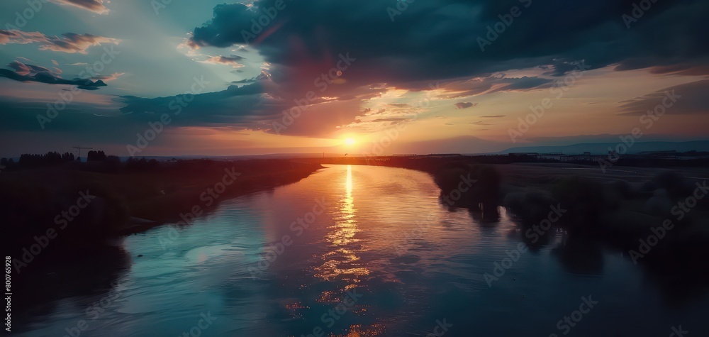 the beautiful blue Danube, sunset