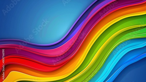 Abstract background of rainbow stripes in the shape of a wave.