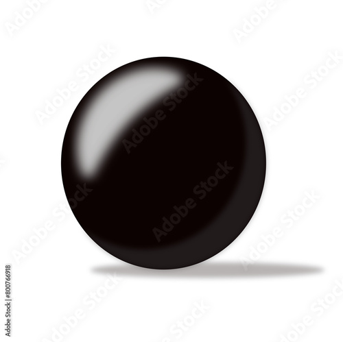 Elevate your designs with this sleek 3D ball. Its black hue and subtle shadow create depth and sophistication. Perfect for digital art, websites, and more