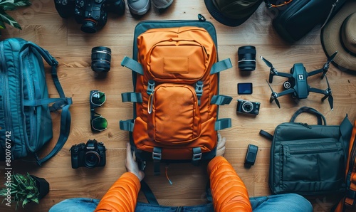 Professional travel blogger and photographer packs  photo