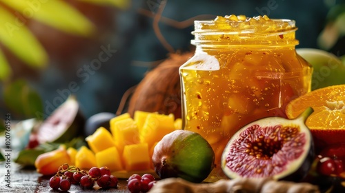 hexagonal jars of organic jam 