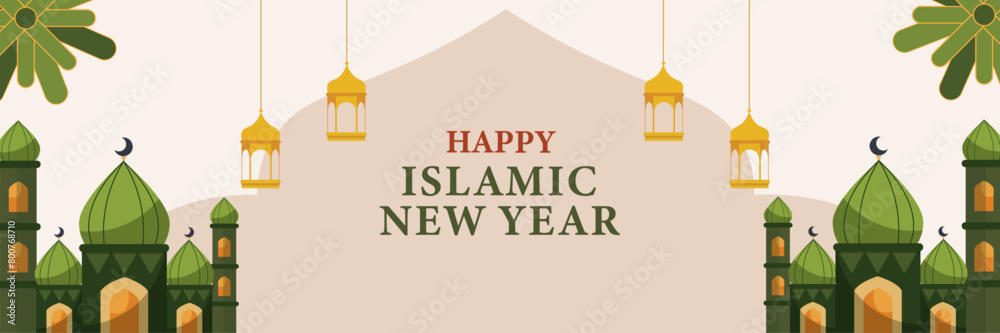 Islamic New Year Badges vector