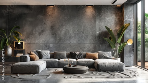 Interior design of modern contemporary living room  photo