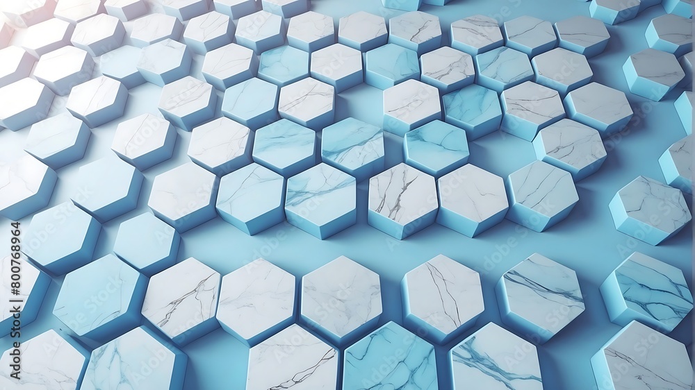 marble 3d hexagon blue abstract background

