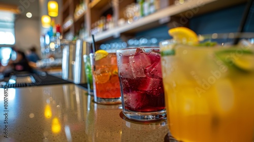 Mocktails and other nonalcoholic beverages line the bar offering a variety of options for students to enjoy. © Justlight