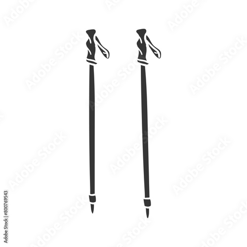 Hiking Sticks Icon Silhouette Illustration. Outdoors Vector Graphic Pictogram Symbol Clip Art. Doodle Sketch Black Sign.