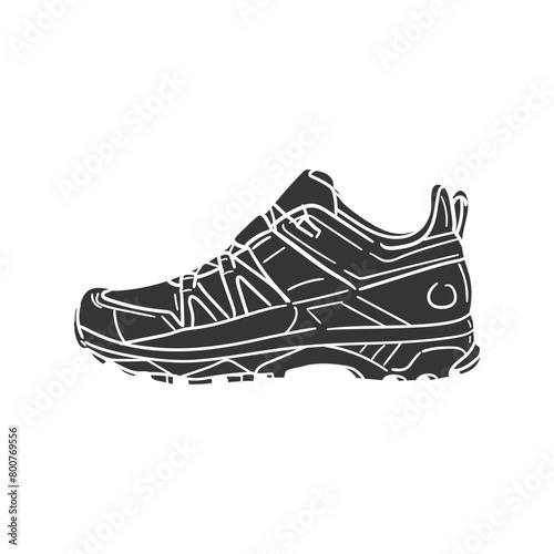 Hiking Shoe Icon Silhouette Illustration. Sport Vector Graphic Pictogram Symbol Clip Art. Doodle Sketch Black Sign.