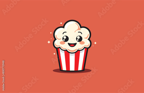 Popcorn Cute mascot style logo design