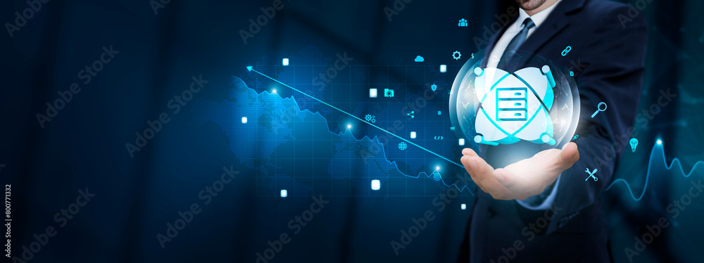 Data Science Businessman Hand Holding Virtual Data Science Icon With Data Science Businessman Hand Holding Virtual Data Science Icon With